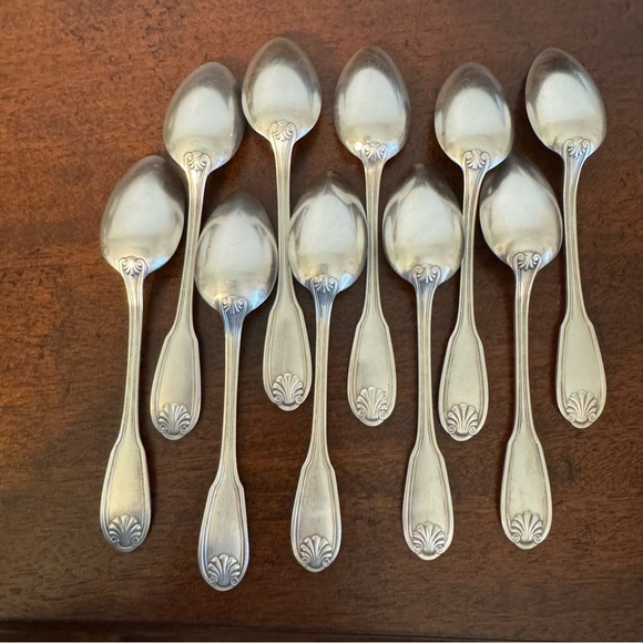 10 SAGLIER FRERES SilverPlated SPOONS - Shell Tip Design - Pattern Name S1F3 - Picture 8 of 16